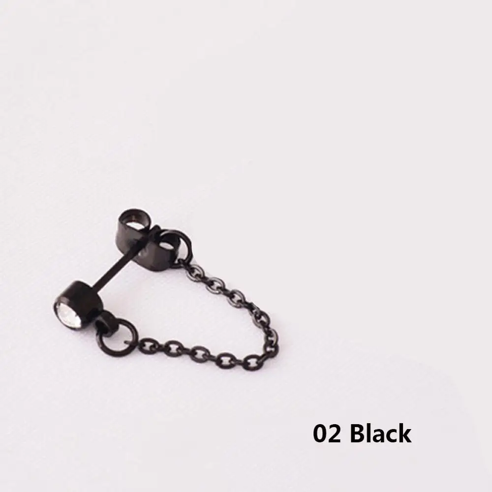 Модные металлические серьги гвоздики в виде цепочки с кристаллами циркония для