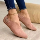 Женские замшевые туфли на плоской подошве, с острым носком и низким верхом, весна-осень 2021