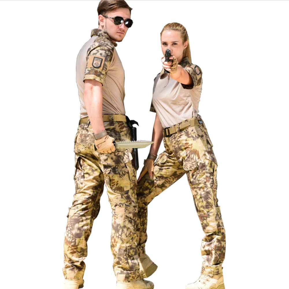 Тактическая Военная форма Летняя короткая рубашка армейская тактические штаны с