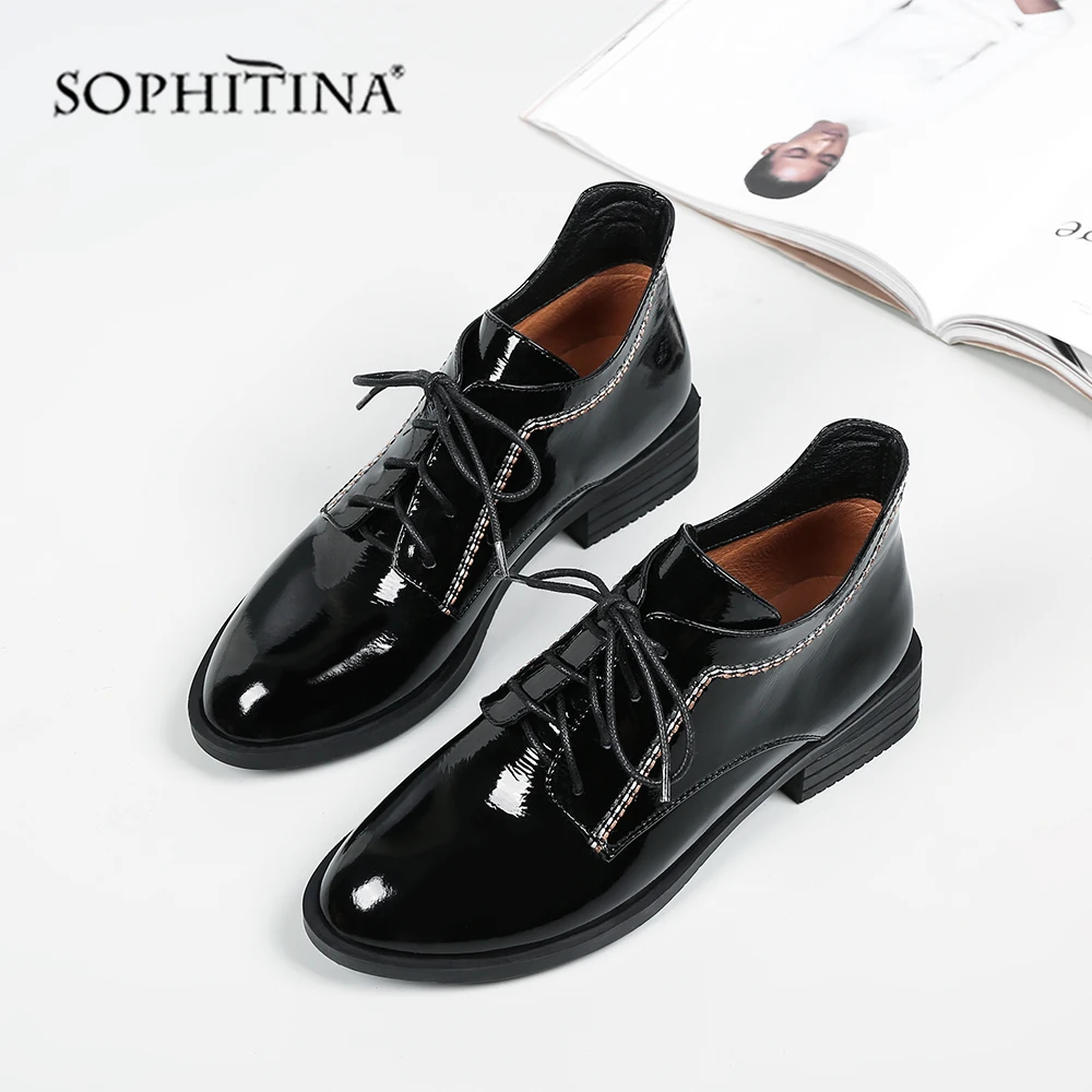 SOPHITINA/новые удобные женские ботинки модная обувь из лакированной кожи высокого