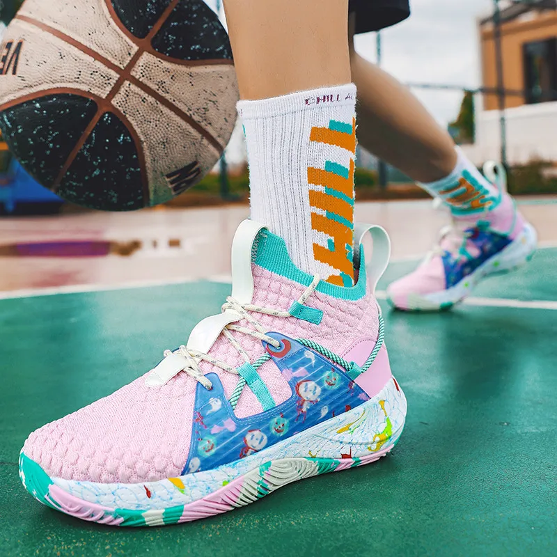 High-top Colors Printed Men's Basketball Shoes Professional High Quality Basketball Sneakers Men Cushioning Women's Sports Shoes