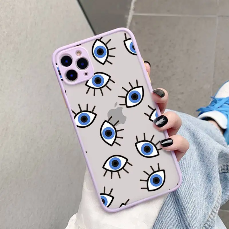 TOPLBPCS Eye Blue Evil Eye Print  for iPhone 7 8 Plus X XR XS 11 12 pro MAX Hard PC TPU Back Cover