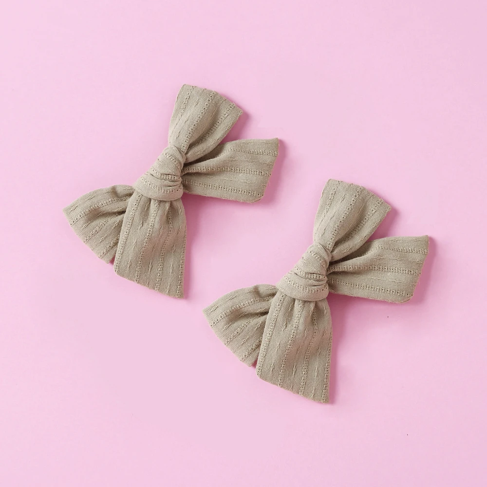 Clip de lazo Para el pelo Para ni&ntilde;a, 2 uds., accesorios Para el pelo de algod&oacute;n a rayas, Ganchos Para Ninas, pasador infantil, Mollette, Capelli-4