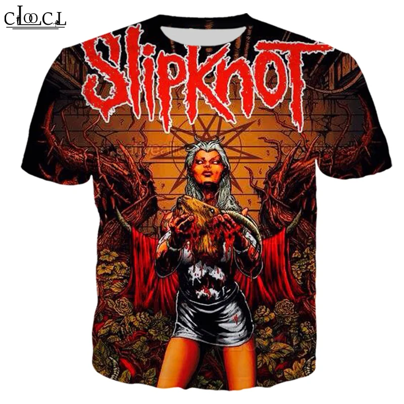 

HX Newest Summer Fashion Metal Rock Band Slipknot Men Women T Shirt 3D Print Harajuku Streetwear Couple Tops Drop Shipping