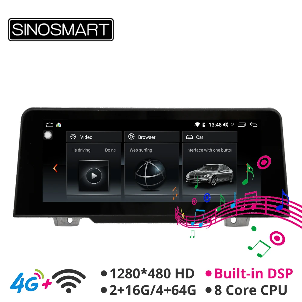 Sinosmart 10 25 &quotAndroid 8 1 автомобильный радиоприемник с навигацией gps для BMW серия EVO