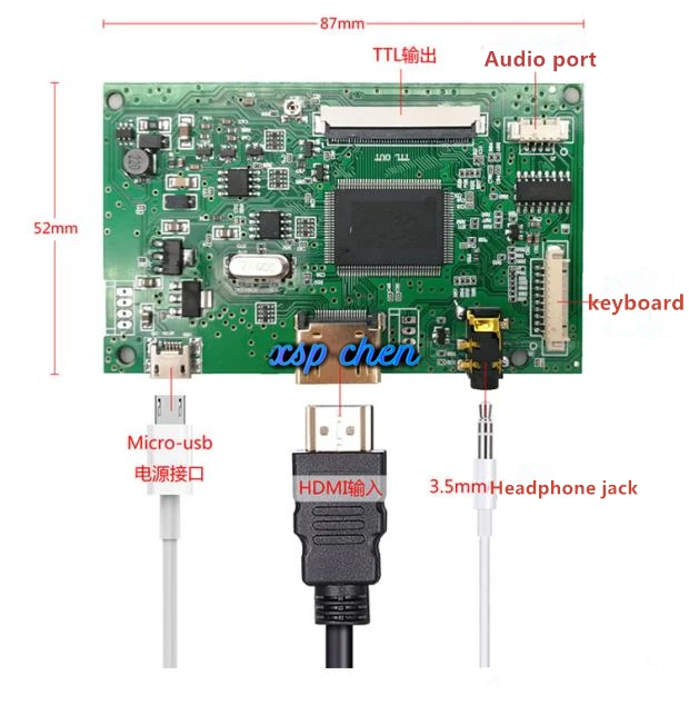 Lcd de 7 Display Polegada Pinos 1024*600 7300101463 E231732 Tft Placa Motorista Hdmi Fonte Alimentação Usb 9 10.1 50