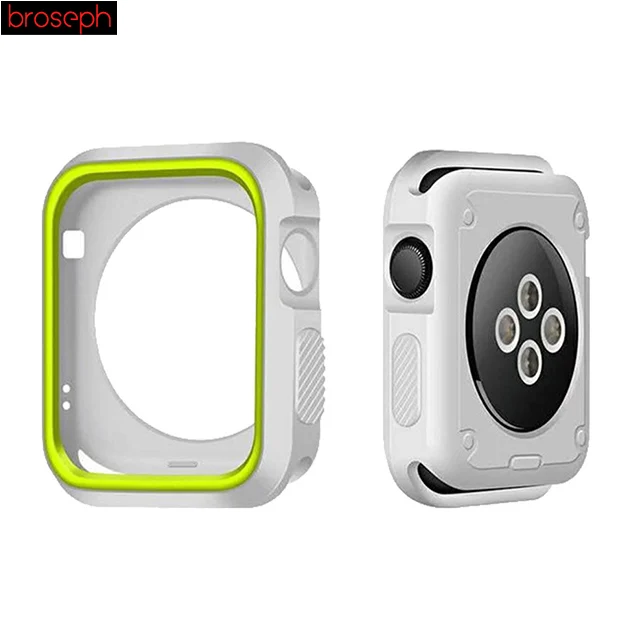 Grey Green Watch Protector Bumper for Apple watch 4 Case 40mm 44mm Silicone Watch Cases Cover for Iwatch Series 3 2 1 Strap 38mm 42mm - Цвет: Grey Green