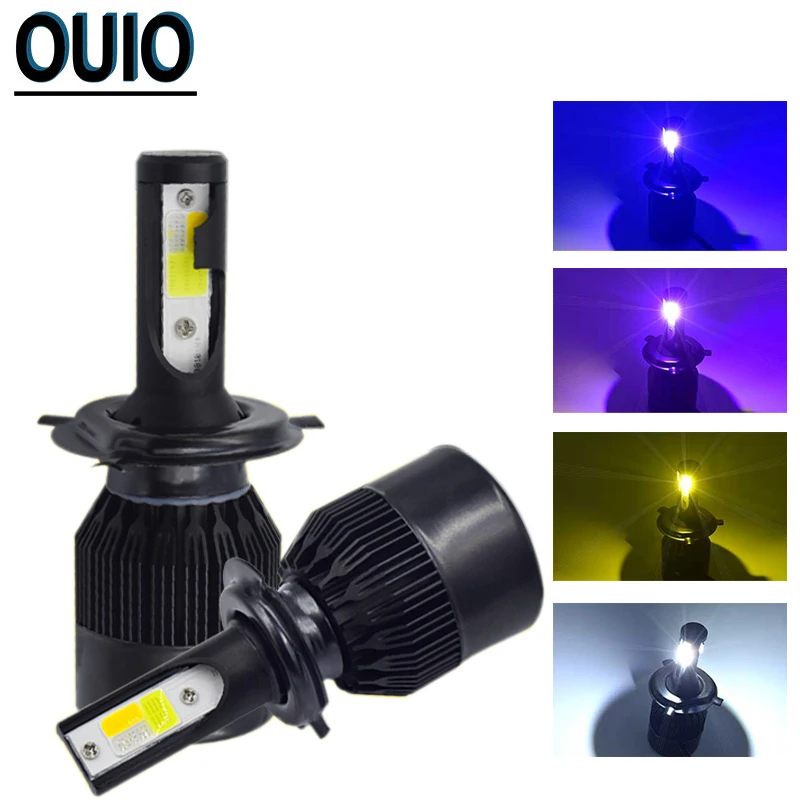 2 шт. 60 Вт Авто LED фара C6 светодиодный H4 лампы стробоскопа 4 цвета флэш светильник