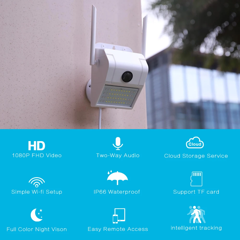 

1080P наружная WiFi ip-камера Беспроводная 48 Светодиодный Светильник ИК Аудио Видео IP66 водонепроницаемый домашний сад CCTV охранный контроль двор...