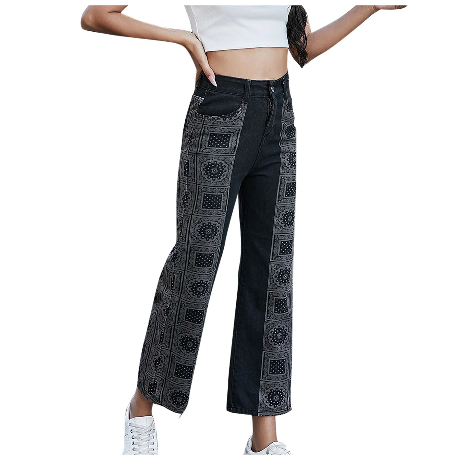 

Women Zipper Hight Waist Loose Straight Leg Full Length Pants Jeans Pocket Long Jeans Pants Casual Pants джинсы женские