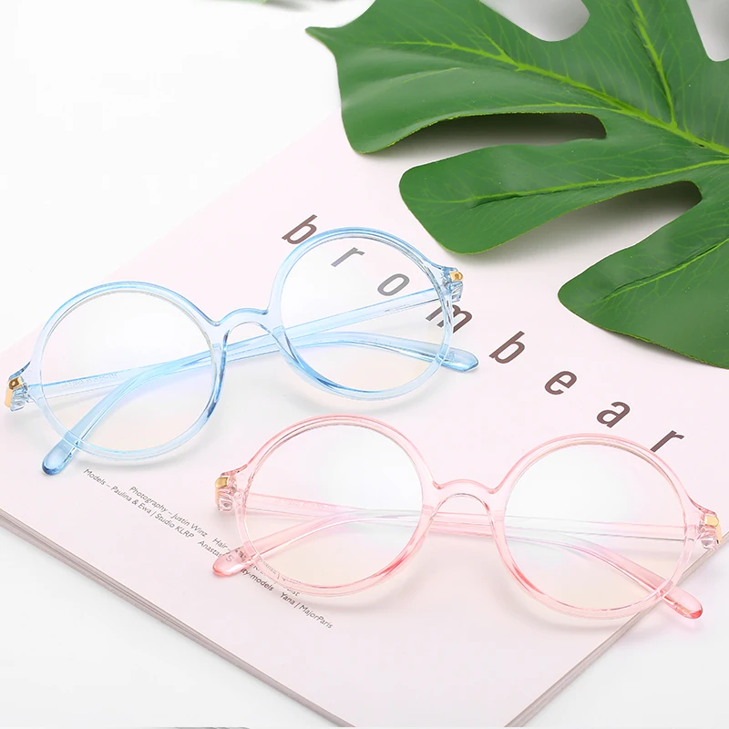 2019 Модные прозрачные розовые женские очки оправа студенческие милые круглые