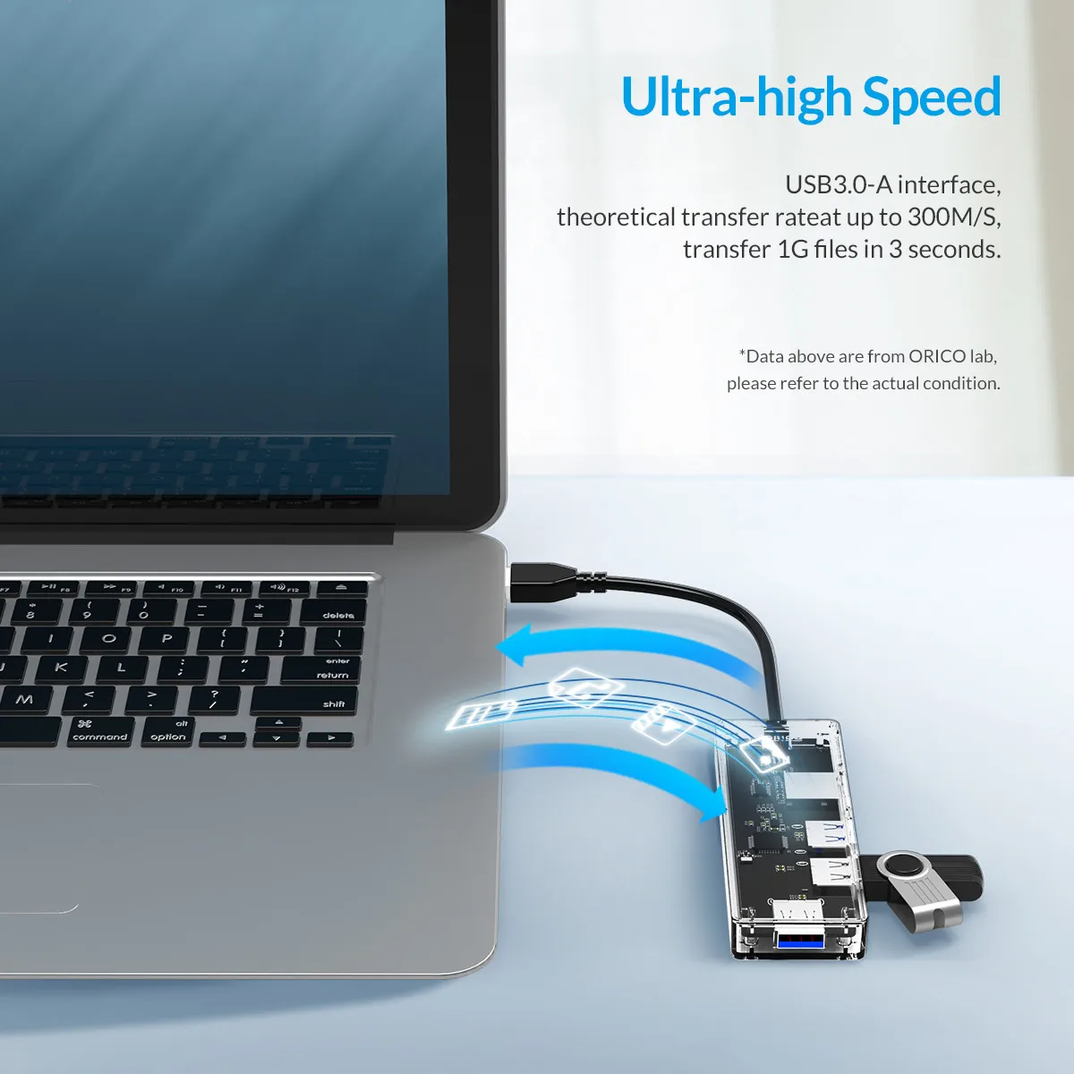 ORICO Mini 4 порта USB 3,0 концентратор прозрачный высокоскоростной SD TF кард-ридер OTG адаптер сплиттер для MacBook ноутбука планшета компьютера