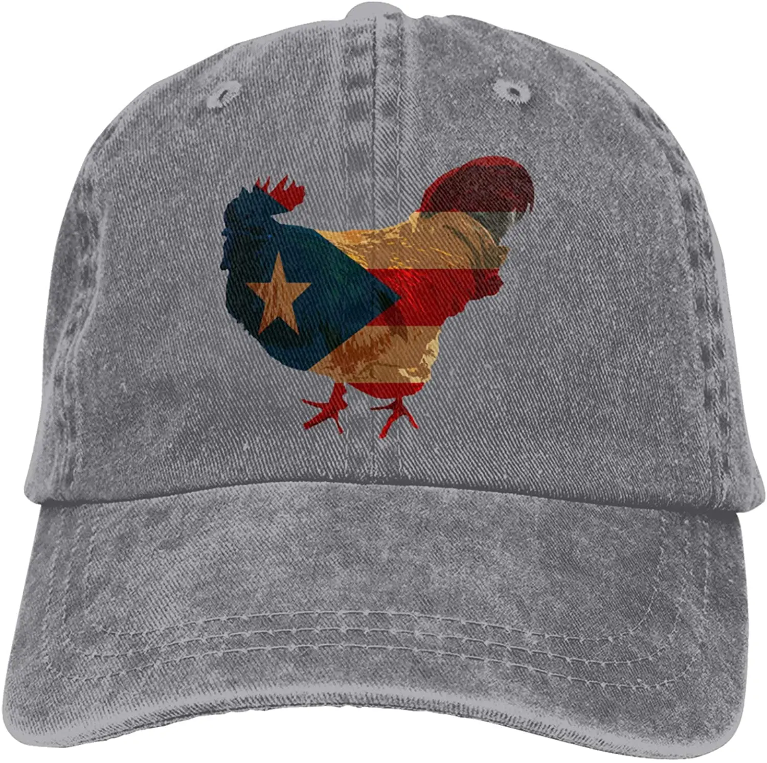 

Puerto Rico Flag Cock Sports Denim Cap Adjustable Unisex Plain Baseball Cowboy Snapback Hat