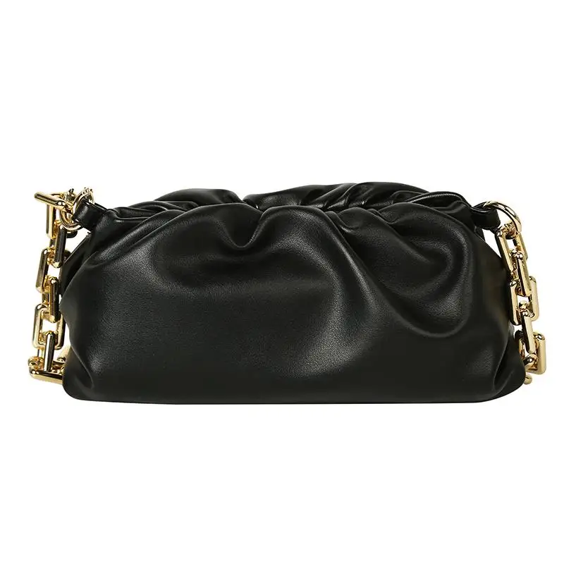 

Day Clutch Thick Gold Chains Dumpling Clip Purse Bag Women Cloud Underarm Shoulder Bag Pleated Baguette Pouch Totes Handbag