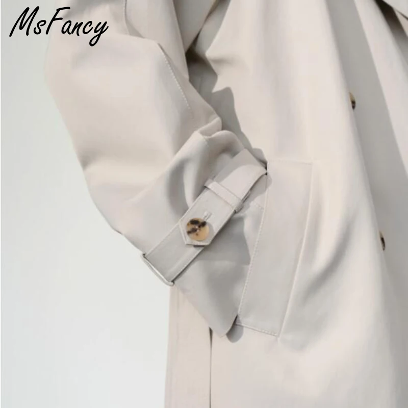 

Msfancy Fall Trench Coat Women Korean Style Tunic Overlong Jacket 2021 Mujer Loose Elegant Outwear