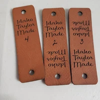 30pcs personalised leather tags for knitting clothes brand logo handmade labels with ricets sew in crochet handcraft item label
