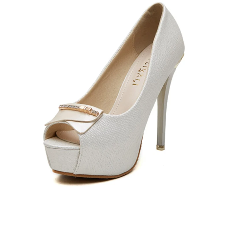 

Genuine Leather Platform Peep Toe Crystal Rhinestone Women Pumps Sexy Stiletto High Heels Wedding Summer Shoes For Women 2021
