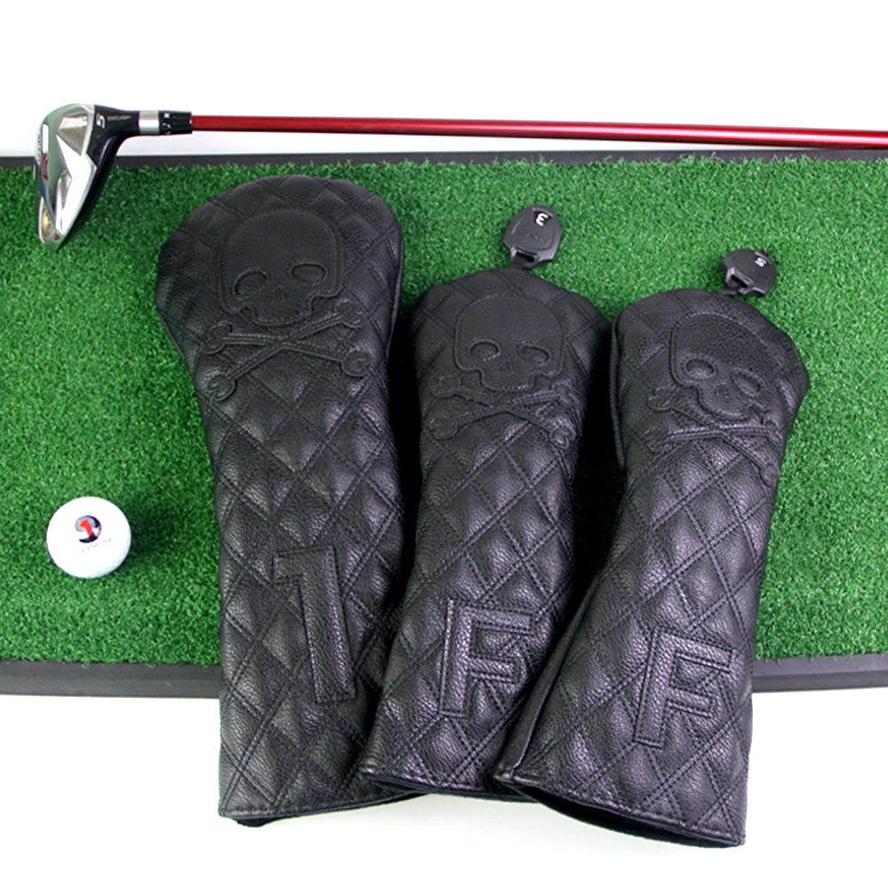 Чехол GLOOF для головы скелета с черепом гольфа клуба черные кожаные головные уборы