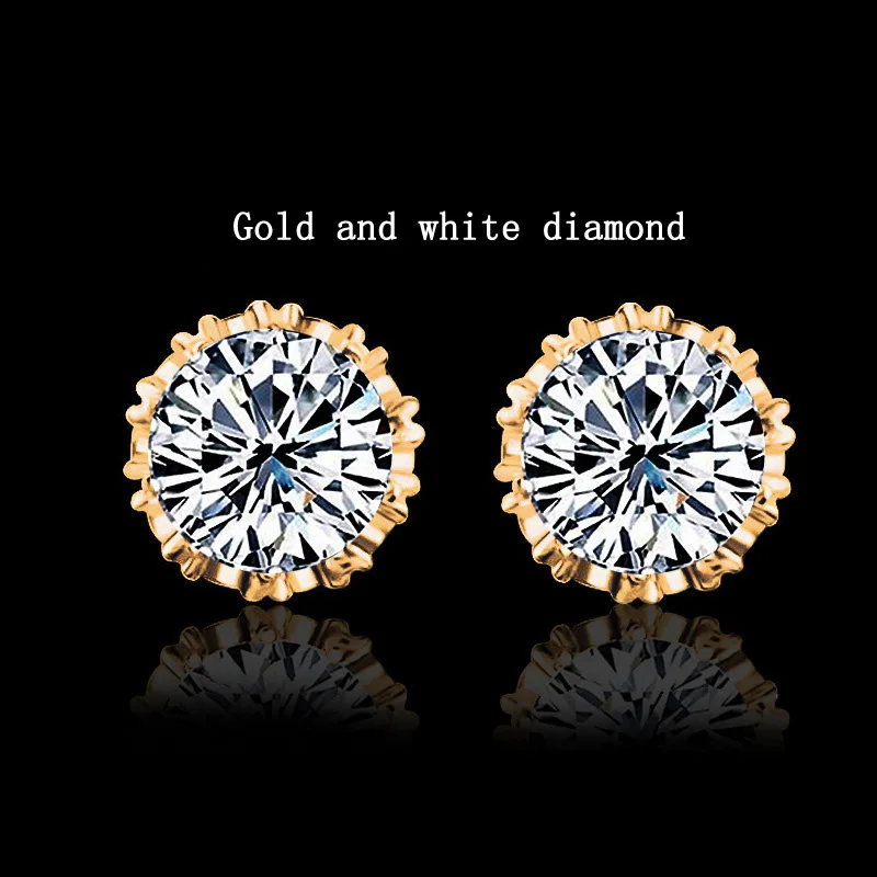 Женские посеребренные серьги-гвоздики с короной из циркона ювелирные изделия в