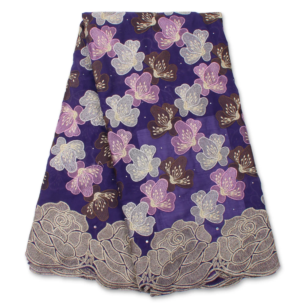 

PGC African Cotton Lace Fabric Swiss Voile Lace Fabric 2021 High Quality Lace Nigerian Lace Fabrics With Stones Sewing YA4121B-4