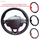 GERAYBU изготовленный на заказ DIY черный кожаный сшитый вручную чехол рулевого колеса автомобиля для 2015 2016 2017 Ford Edge 4dr SUV 2013-2018 Ford Fusion