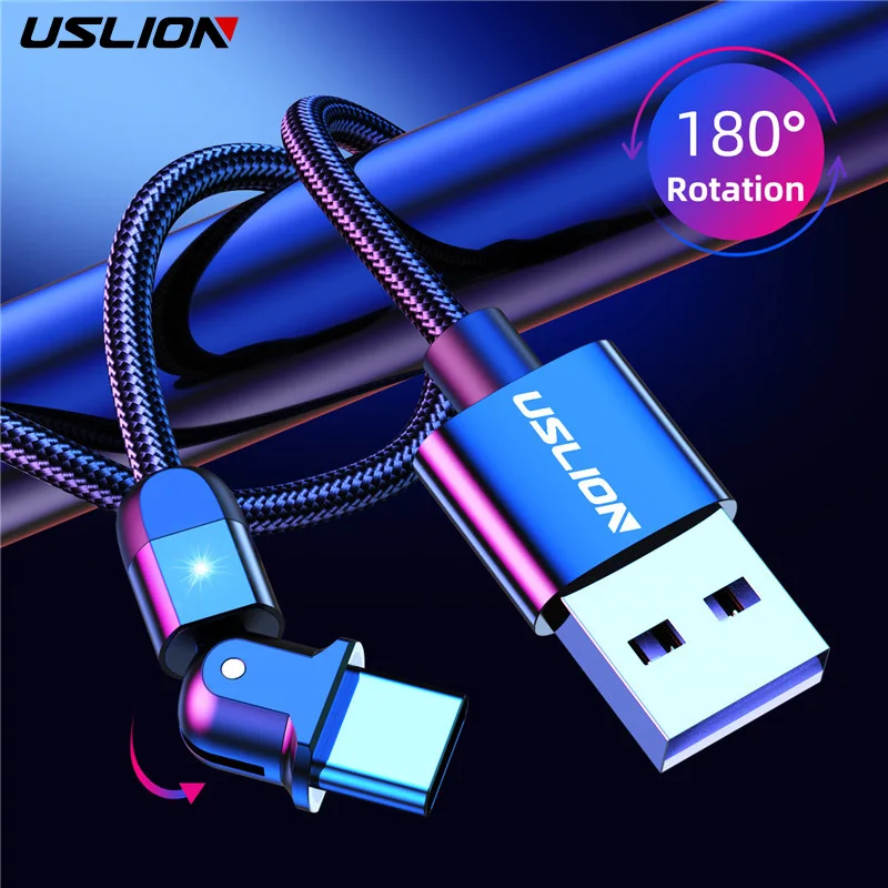 USLION USB Type C кабель 3A светодиодный для Samsung Huawei Mate 30 быстрая зарядка мобильный