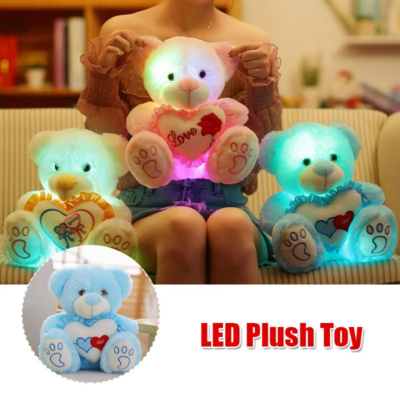 Valentine'S Day Soft Love Glowing Teddy Bear Stuffed Plush Toys Romantic Luminous Birthday Girlfriend Decorations | Дом и сад