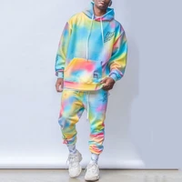 oversized tie dye sport mens hoodies set male hooded printed fashion colorful tracksuit men sweatshirts suits size m 5xl