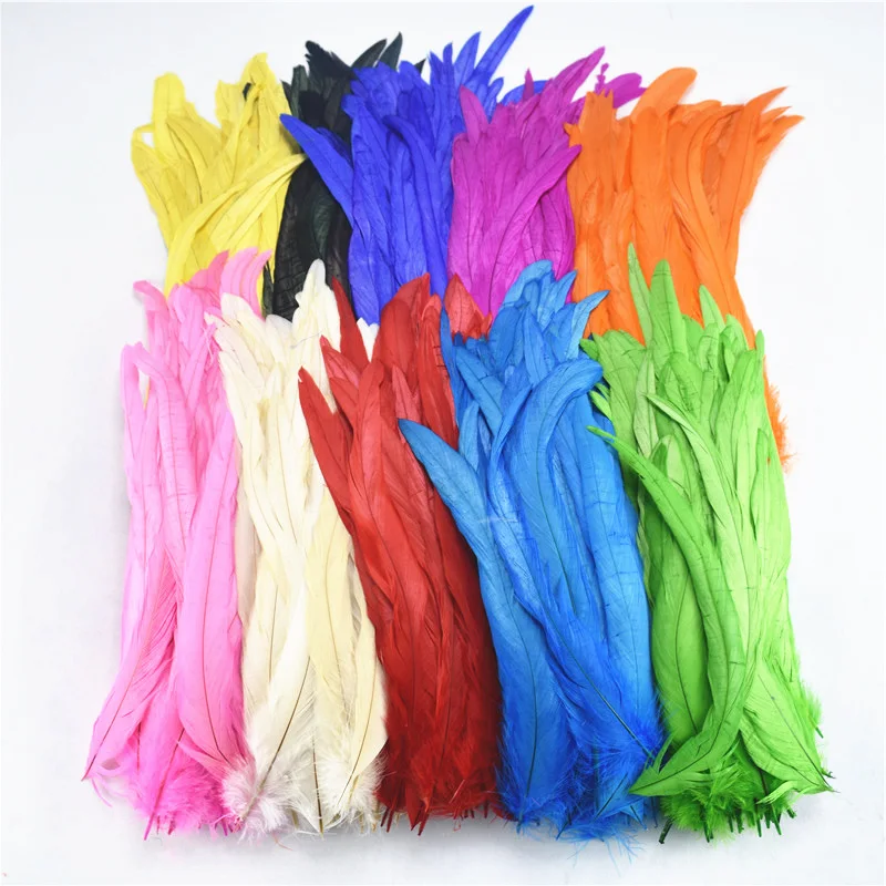 Оптовая продажа 500 шт. натуральные перья петушиного хвоста 25 30 см 10 12 дюймов для