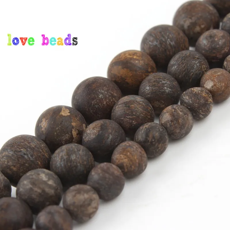 

100% AAA+ Natural Matte Bronze Minerals Beads Dull Polished Brown Round Loose Stone Beads for Jewelry Making DIY Bracelet 15"