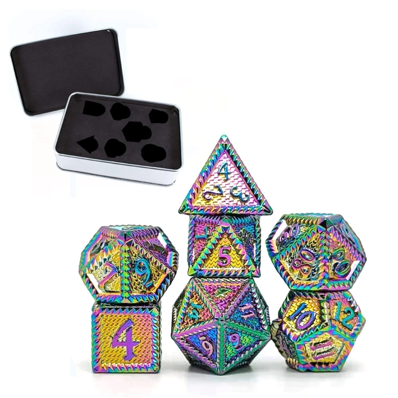 

Metal Dice For Party DIY Games Multi-faceted Kid/Adult Educational Toys with Box D0LB