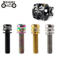 muqzi 4pcs bicycle handlebar stem screw m5x151719 titanium alloy fixing bolts ultra light mtb road fixed gear bike parts