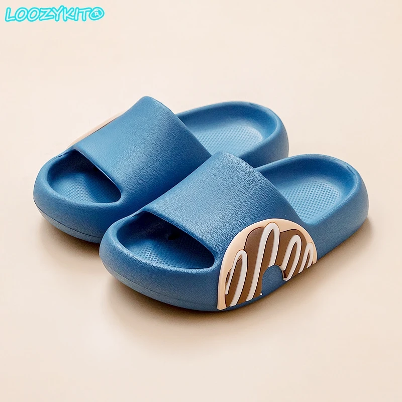 

Summer Toddler Slippers Cartoon Doughnut Pattern Indoor Floor Slippers For Children Boys Girls Non Slip Kids House Beach Shoes