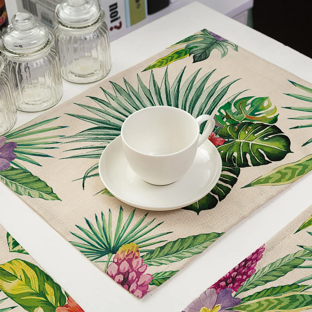 Настольная подставка из полиэстера с принтом растений термостойкая устойчивая к