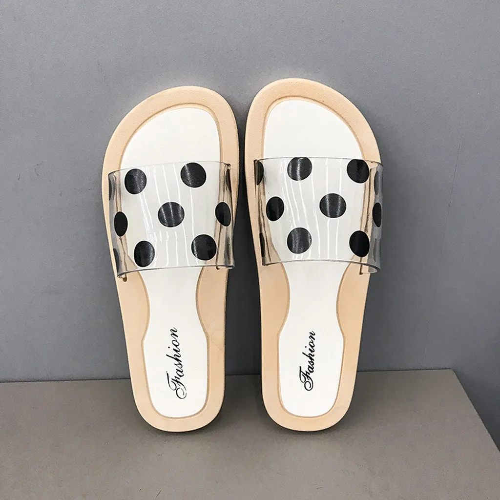 Женские тапочки на плоской подошве Прозрачные Пляжные сандалии шлепанцы в