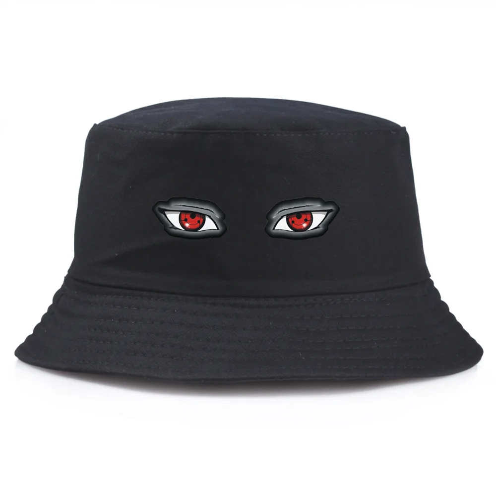 

Sharingan Uzumaki Casual Bucket Hats For Women Men Spring Summer Sunscreen Panama Caps Fishing Black White Cotton Fisherman Hat