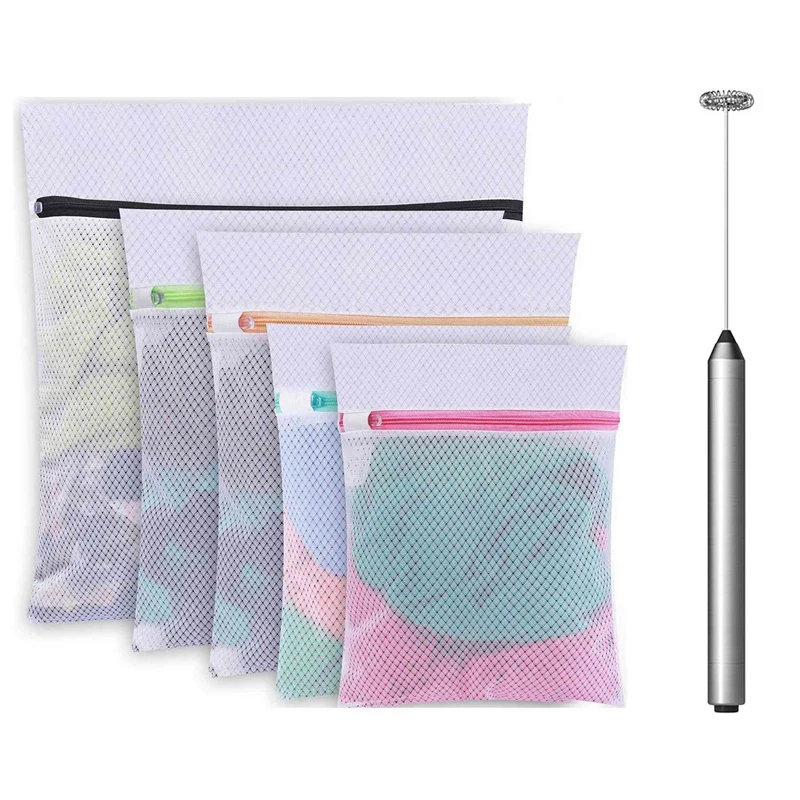 

1 шт. электрическая мини-смеситель для пены на батарейках и 1 шт. сетчатые мешки для стирки для свитеров, блузок, чулочных изделий, бюстгальте...