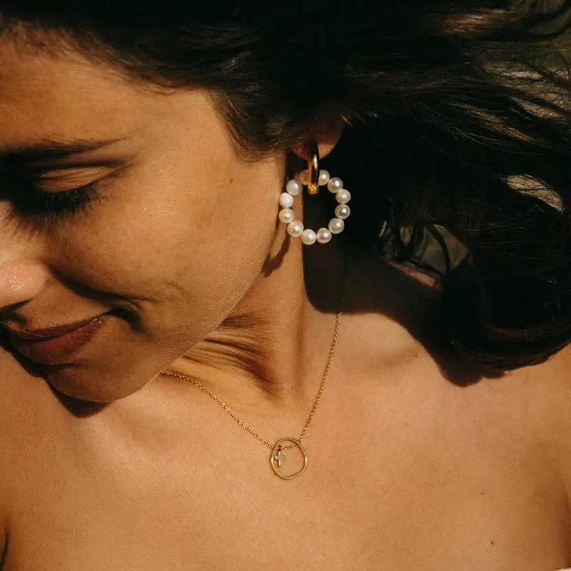 Kshmir двойные круглые жемчужные серьги многослойные маленькие Ушные Кольца