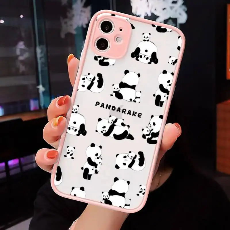 

Cute Cartoon panda Phone Cases matte transparent For Pink iPhone 7 8 x xs xr 11 12 pro plus max mini Clear Funda