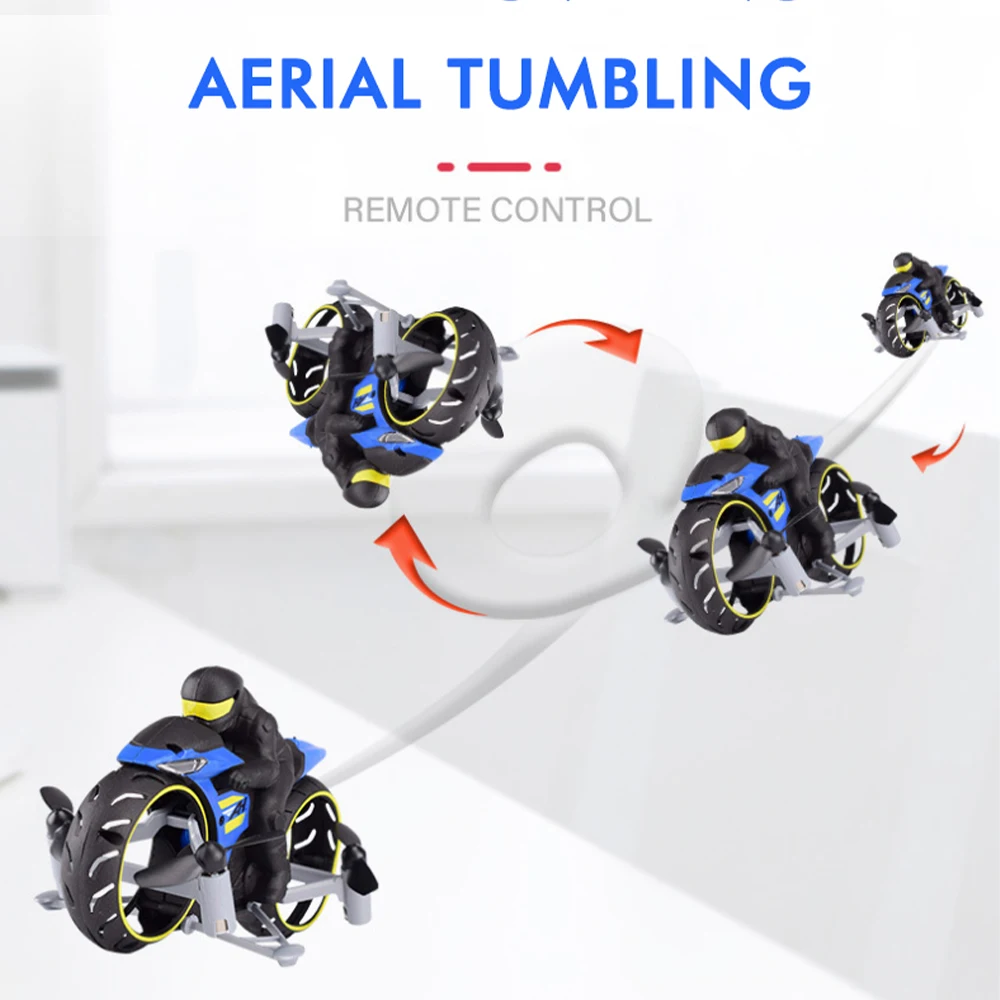 Радиоуправляемый мотоцикл 2 в 1 Land And Air двухрежимный перезаряжаемый трюковый флип