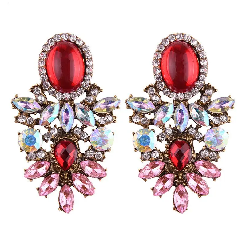 Роскошные женские серьги Girlgo Boho с разноцветными камнями,, праздничные подарки, трендовые геометрические серьги-капли, ювелирное изделие - Окраска металла: Red 2