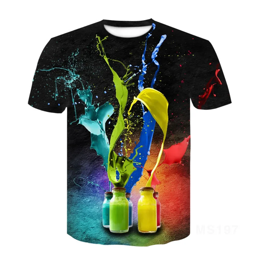 

New summer fashion casual printing 3D printing wolf T-shirt men's fashion O-neck short-sleeved T-shirt funny T-shirt