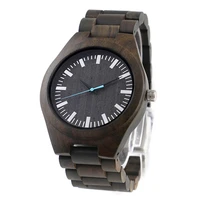 dropshipping cheap classic cool custom logo gift black men male quartz ebony wood wrist watch for husband