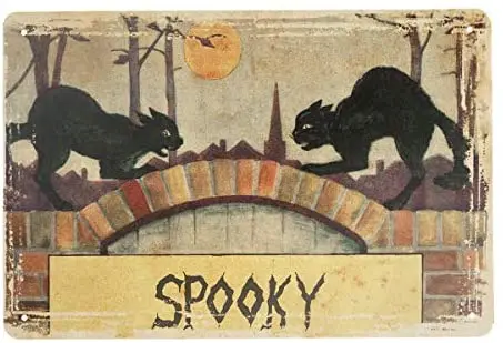 

Super durable Tin Signs Vintage Halloween Happy cat Home bar Wall Decoration Metal Sign 8" w x 12" h