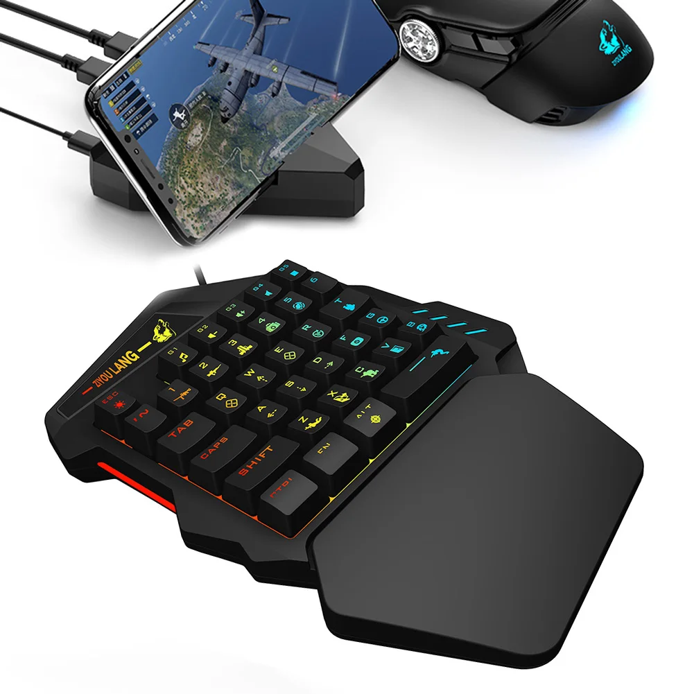 Механическая игровая клавиатура с RGB подсветкой для одной руки Проводная мини USB