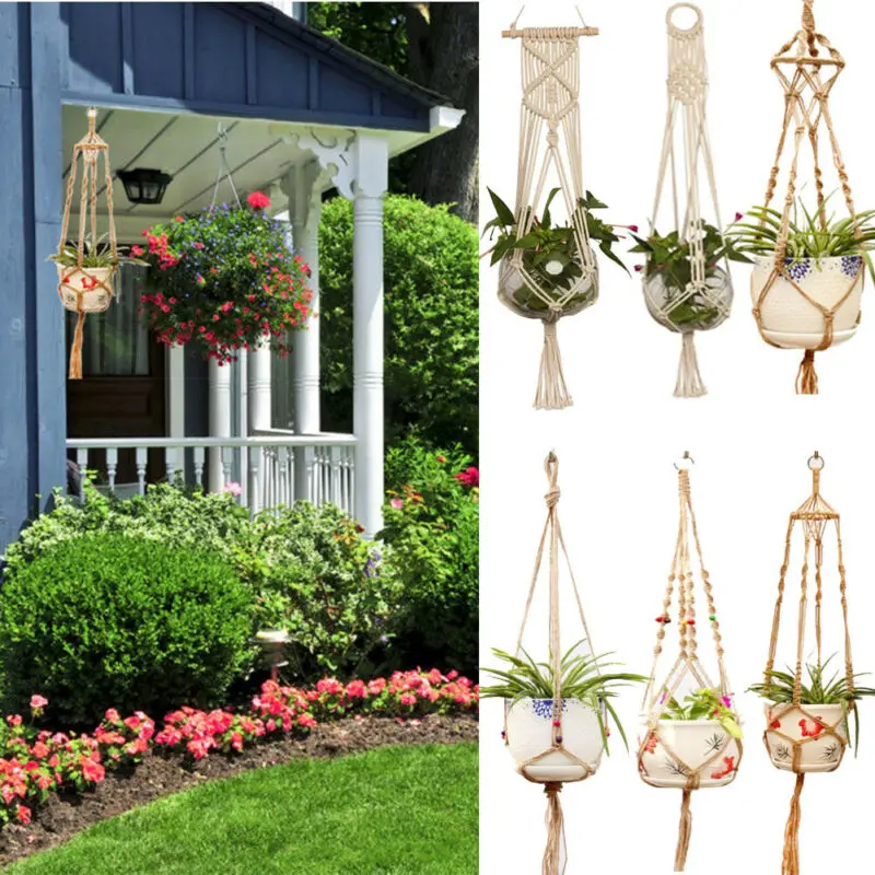 Горшок держатель подвеска для растений из макраме подвесной ящик комнатных