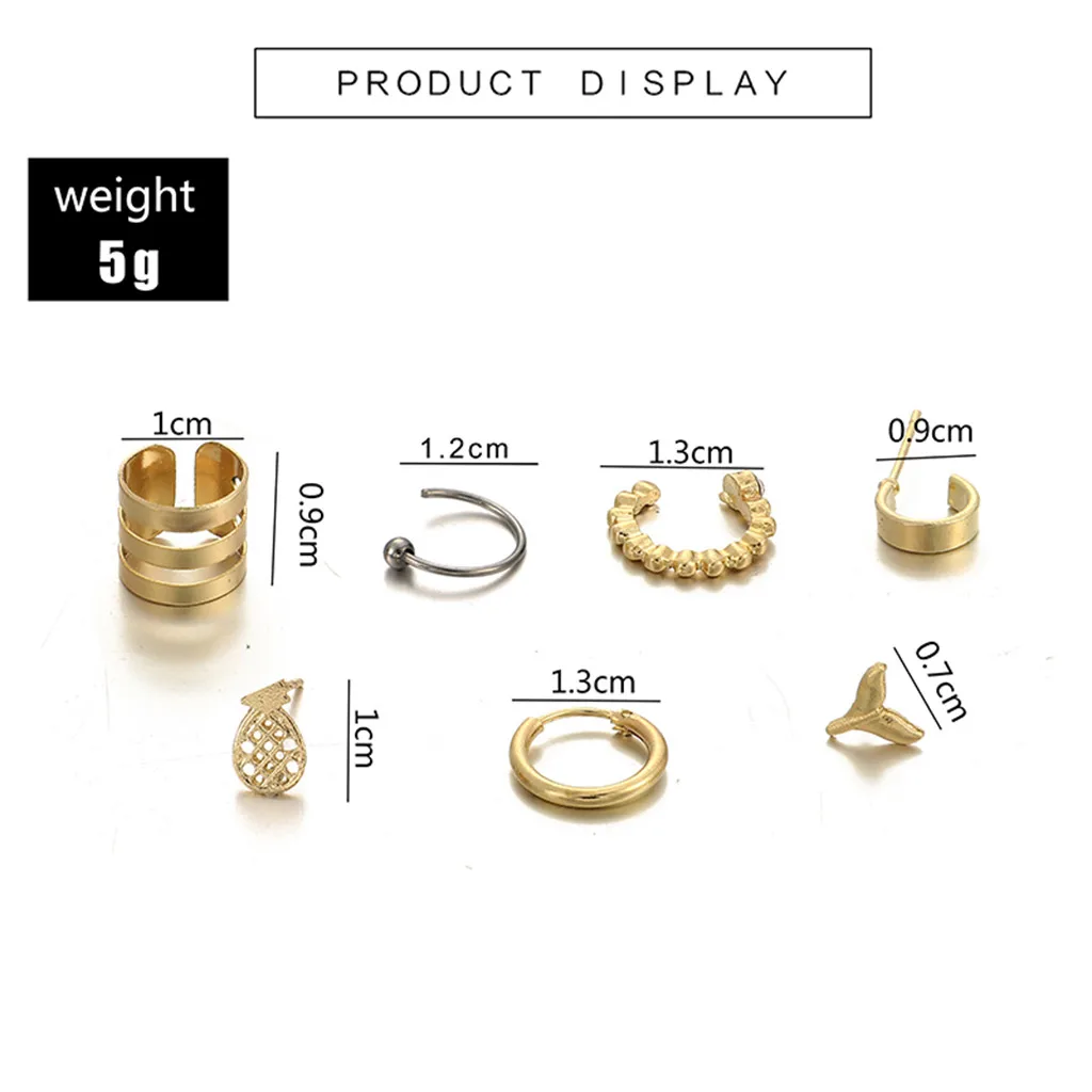 

Women Stud Earrings Creative Porous Fishtail Fruit Set 7 Piece Stud Earrings Jewelry