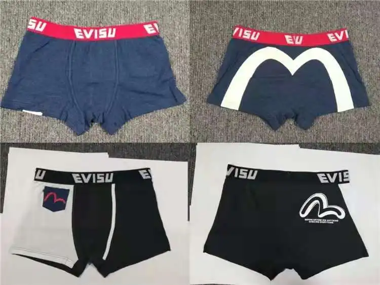 Новые полки Аутентичные Evisu повседневные мужские Tide бренд-Боксер Дышащие Боксеры хлопок печати мода боксер короткий жилет