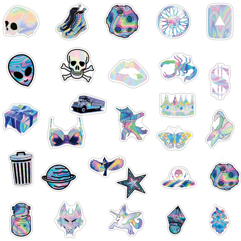 

10/50PCS Holographic Laser Style Graffiti Stickers Diy Aesthetics Laptop Guitar Phone Bike Car Waterproof Sticker Decal Kid Toy