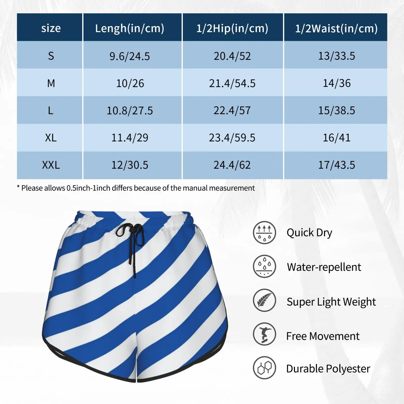 

Blue And White Angled Stripes Swim Shorts Women Beach Shorts Blue Blues White Retro Euro Leagues Epl England